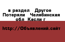  в раздел : Другое » Потеряли . Челябинская обл.,Касли г.